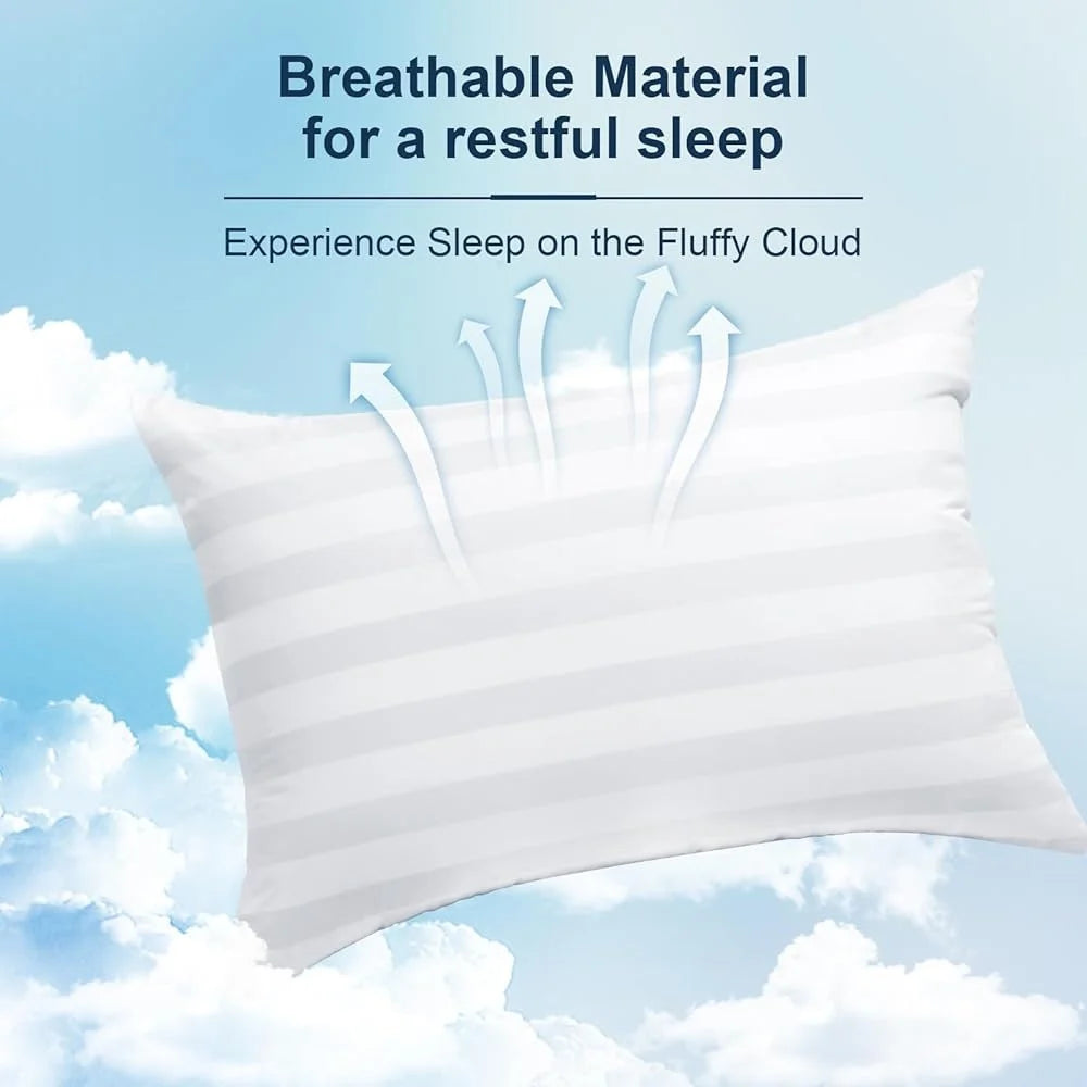 Queen Pillows Set of 2 Soft 3D Down Alternative Fiber Filling Hotel Collection Fluffy Bed Pillows for All Sleep Positions