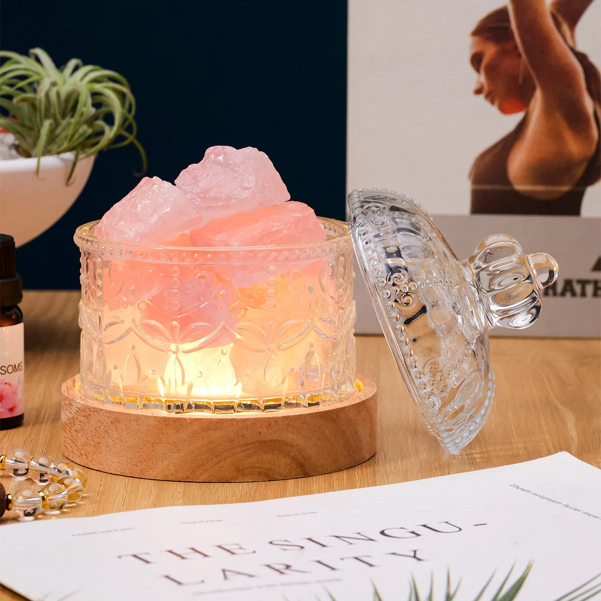 Natural Stone Crystal Set Box Bedside Table Ornaments Gift