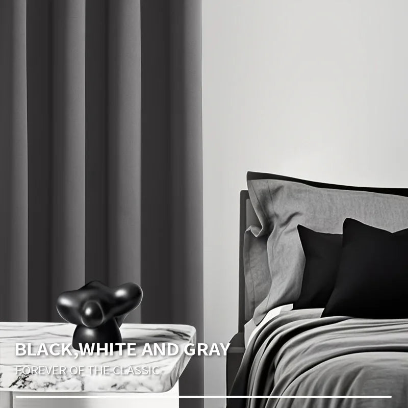 Four Piece Perforated Blackout Curtain Set With Sound Insulation