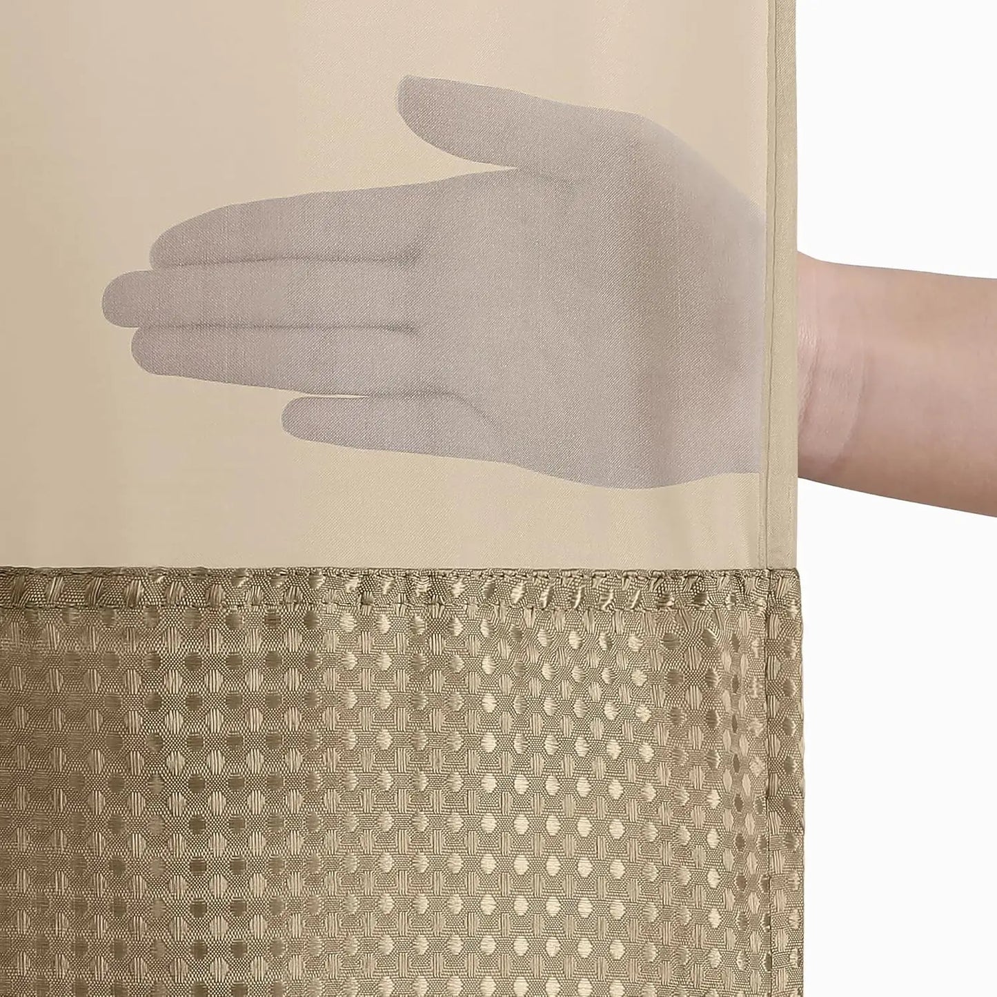 Water Resistant Shower Curtain With Snap In Liner For Bathrooms