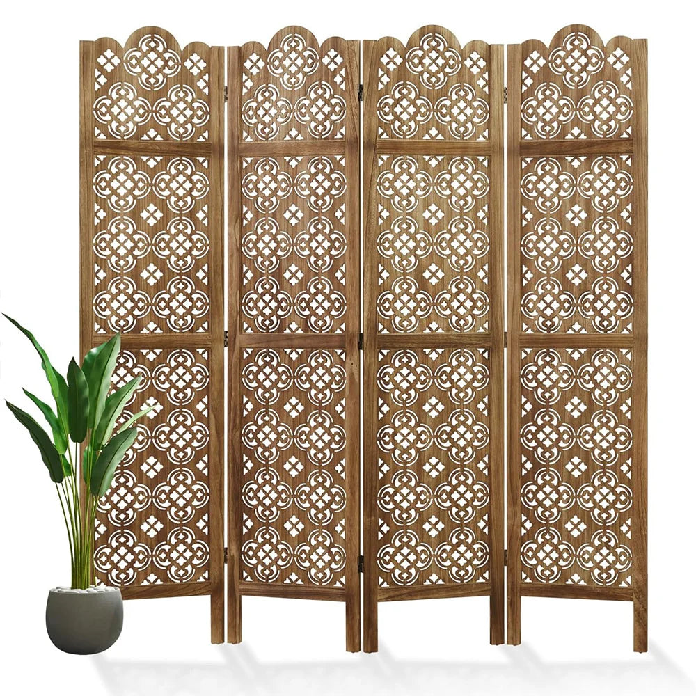 Folding Room Divider Wood Carved Privacy Screens Ideal Decorative Partition for Home Office Restaurant Bedroom