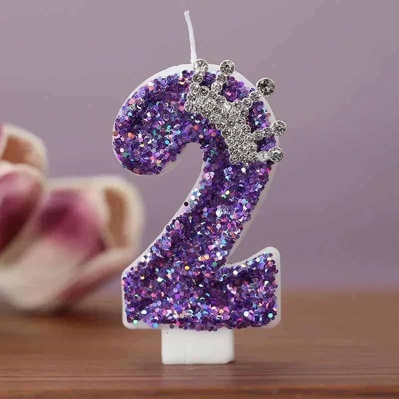 Crown Number Candles for Princess Birthday Cake Topper
