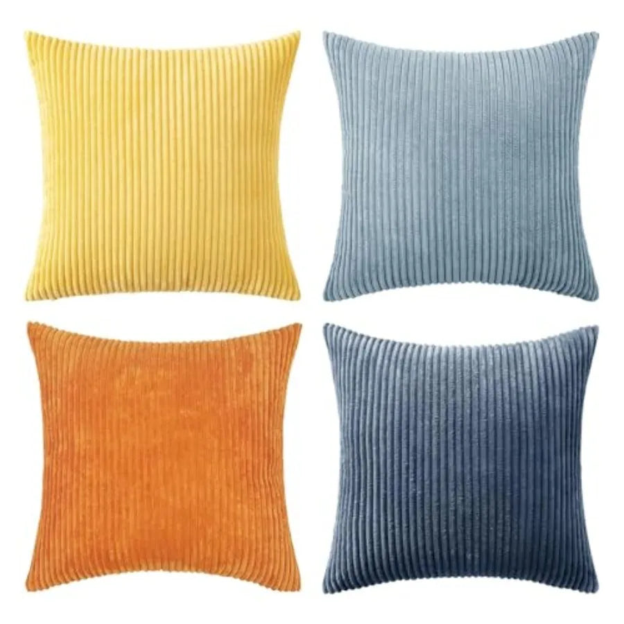 Boho Farmhouse Throw Pillow Cover Set Of 4 Corduroy Cushions
