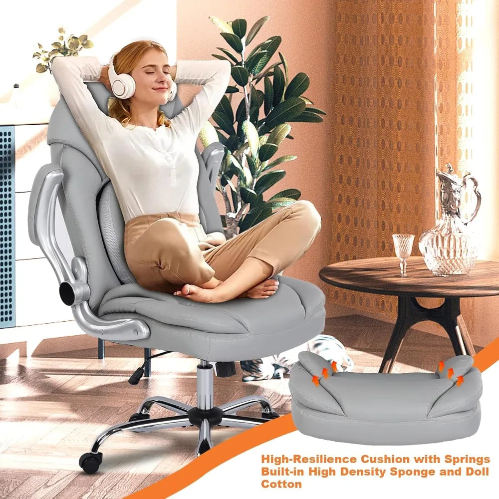 Executive Ergonomic Office Chair With PU Leather Lumbar Support AdjustabilityMechanism