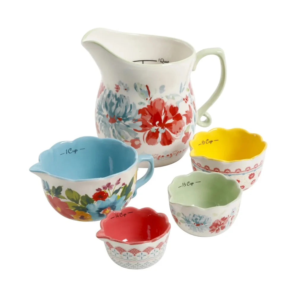 Durable Stoneware Measuring Cup Set Five Piece Kitchen