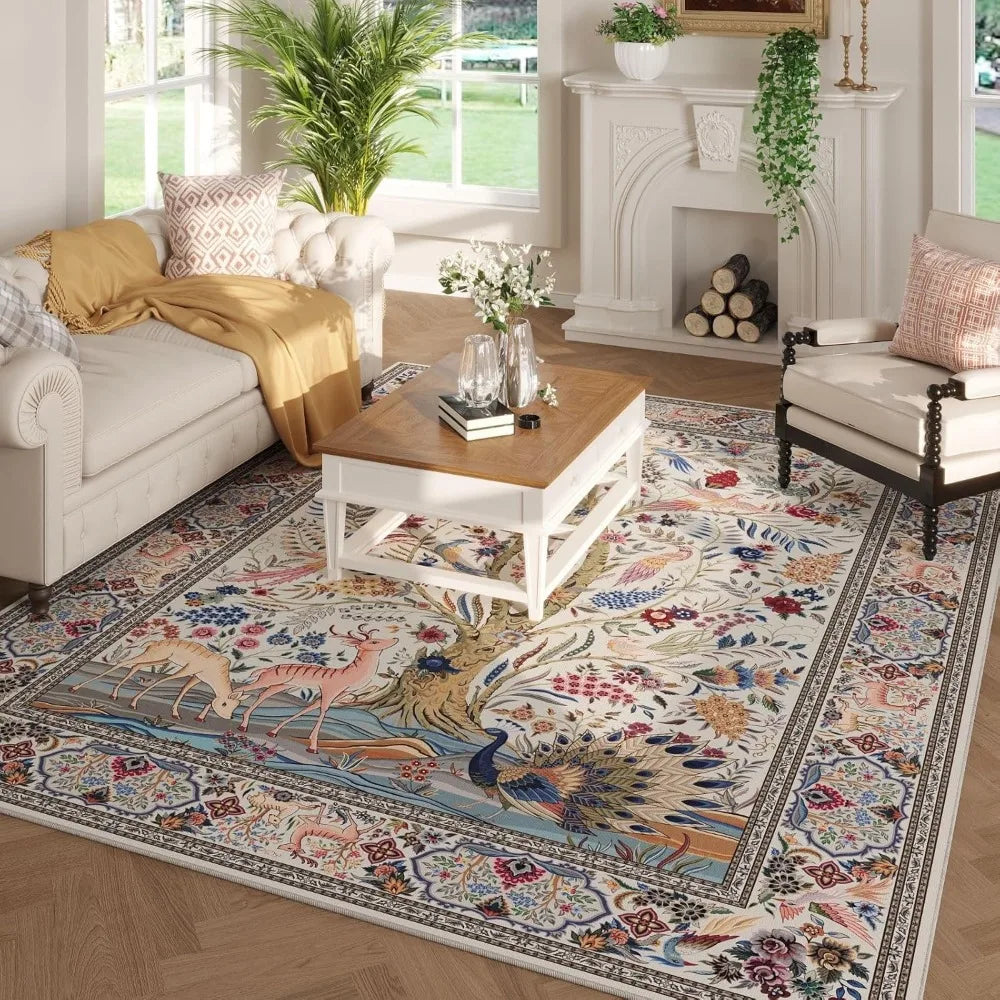 Tree Of Life Area Rug Non Slip Washable Braided Design