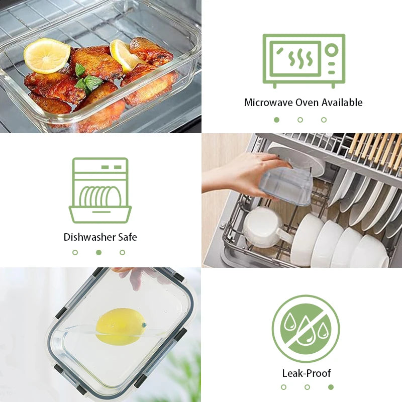 Glass Lunch Box Set 12 Pcs Airtight Meal Prep Containers