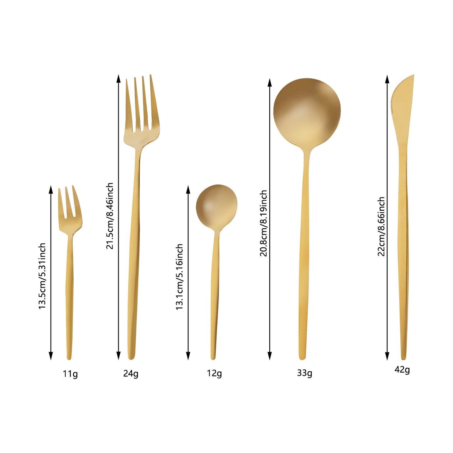 Gold Flatware Set Stainless Steel Utensils for Dining Elegance