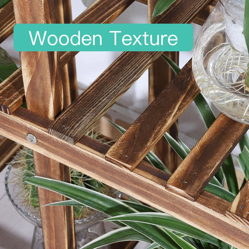 Wisfor Multi Layer Wood Plant Stand With Wheels Indoor Outdoor
