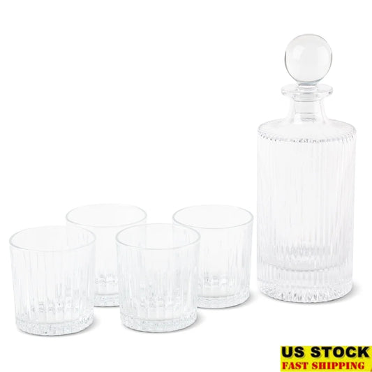 Whiskey Decanter Set 4 Glasses Airtight Seal for Home Bar