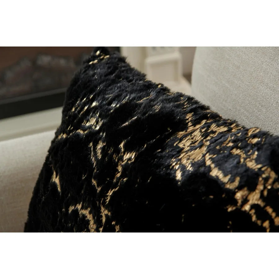 Luxurious Chinchilla Faux Fur Decorative Pillow Gilded