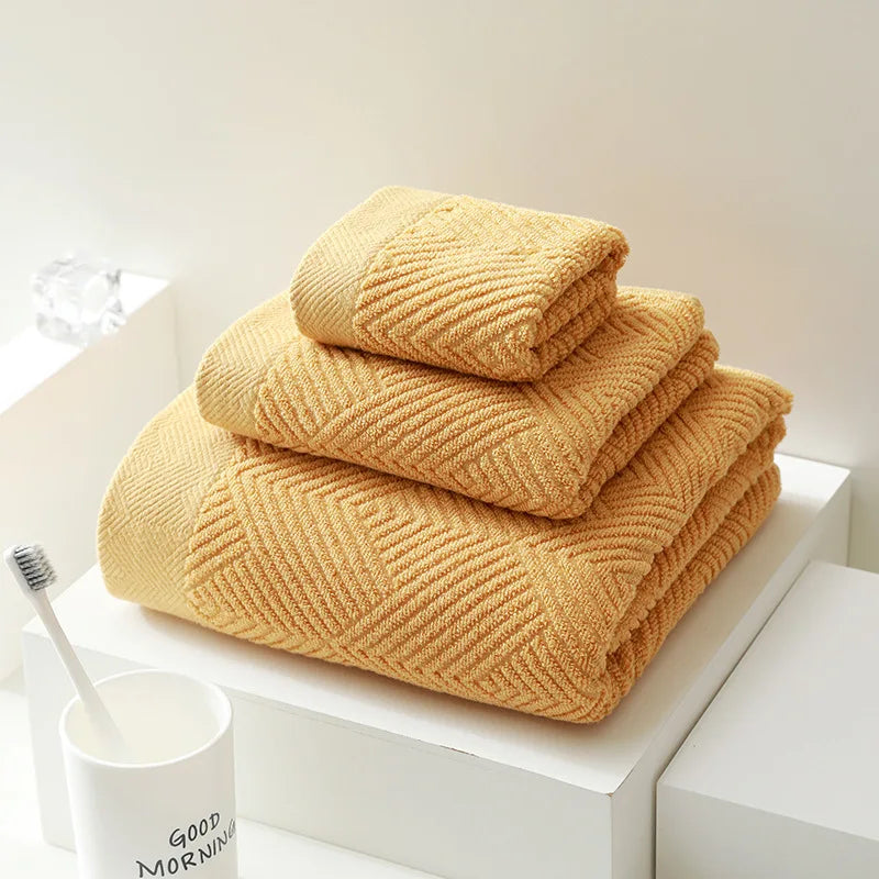 3 Piece Long Staple Cotton Bath Towel Set Quick Dry