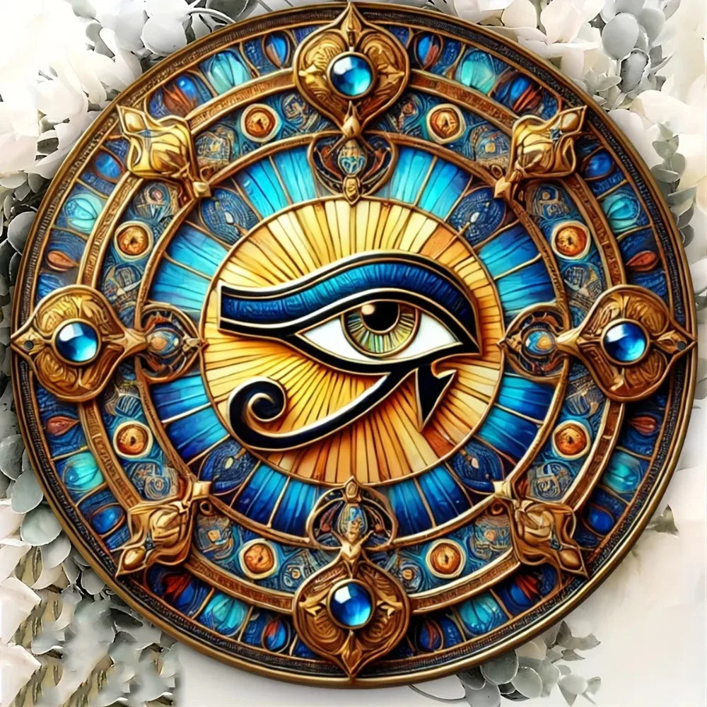 Eye Of Horus Round Iron Wall Art For Luxurious Homes