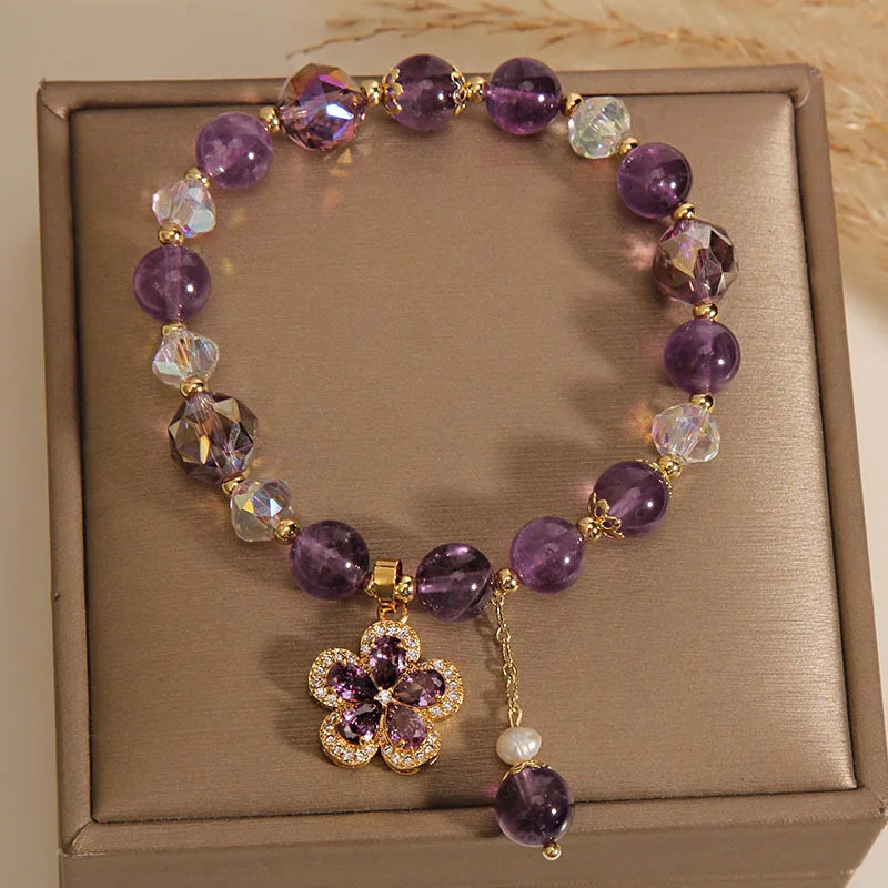 Natural Amethyst Bracelet for Women Handmade Boho Chic Jewelry