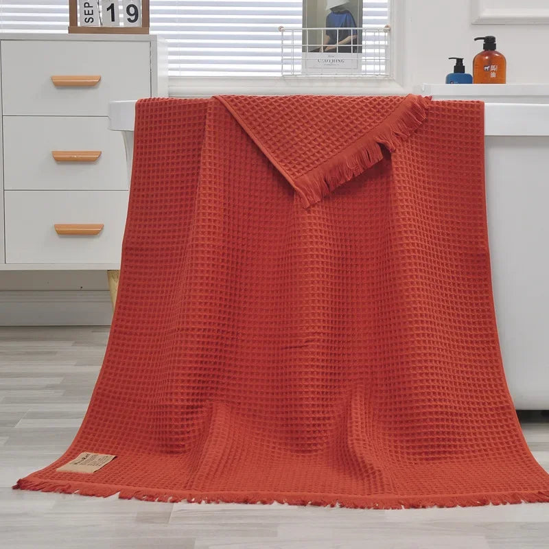 Organic Cotton Waffle Bath Towels For Adults And Guests