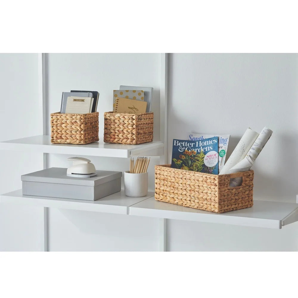 Natural Water Hyacinth Storage Baskets for Home Organization