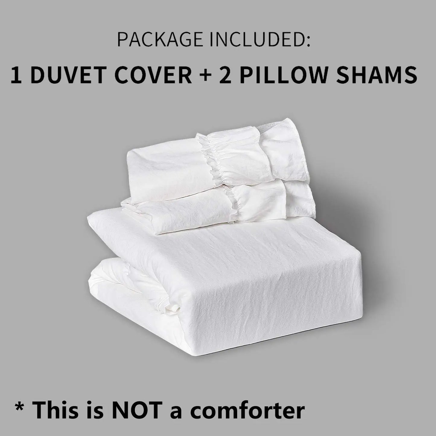 3 Piece Ruffled Duvet Cover Set Queen Farmhouse Ruffle Comforter Set Cozy Microfiber Bedding Set with 1 Ruffle Comforter and 2 Pillowcases