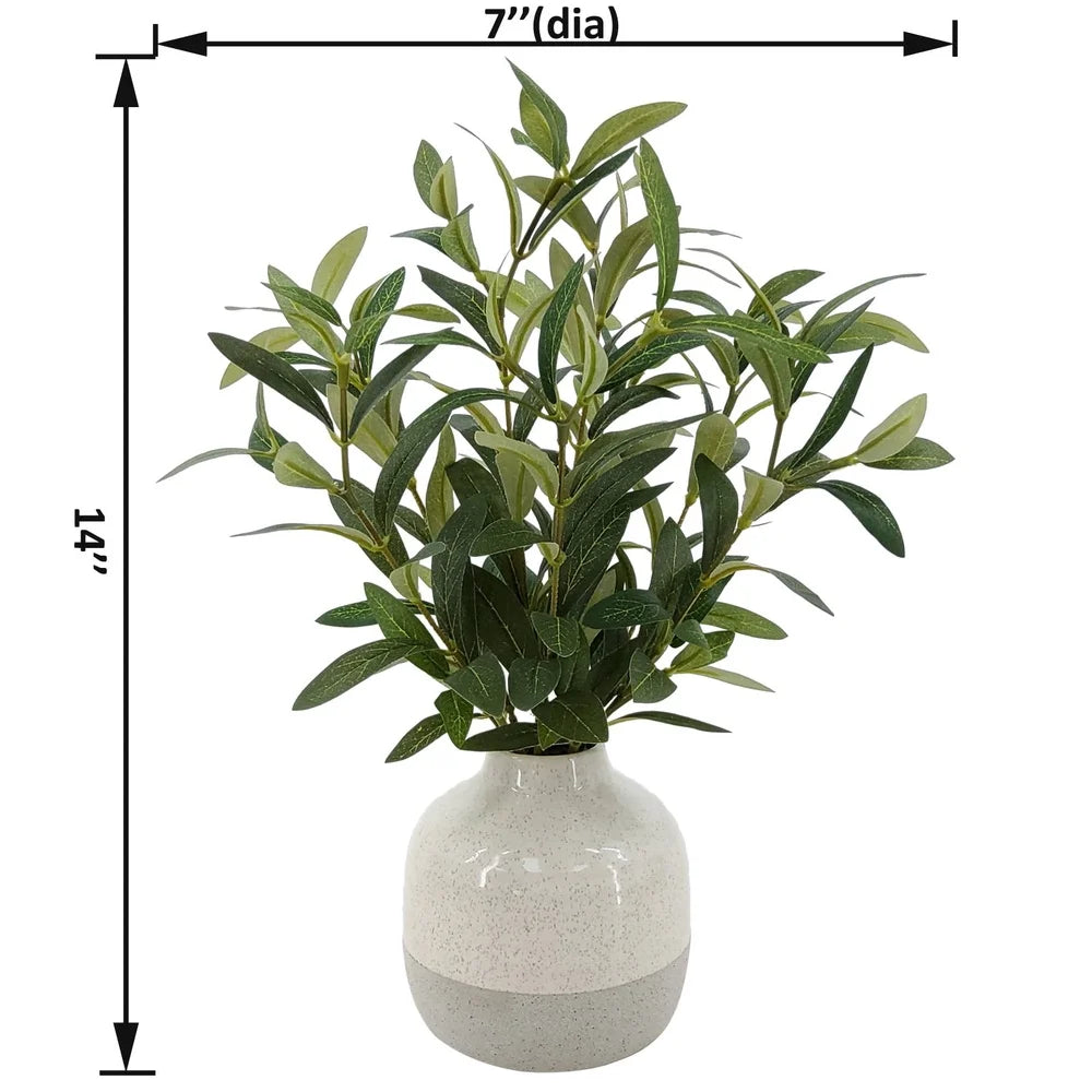 Artificial Olive Plant In Ceramic Vase Tabletop Decor