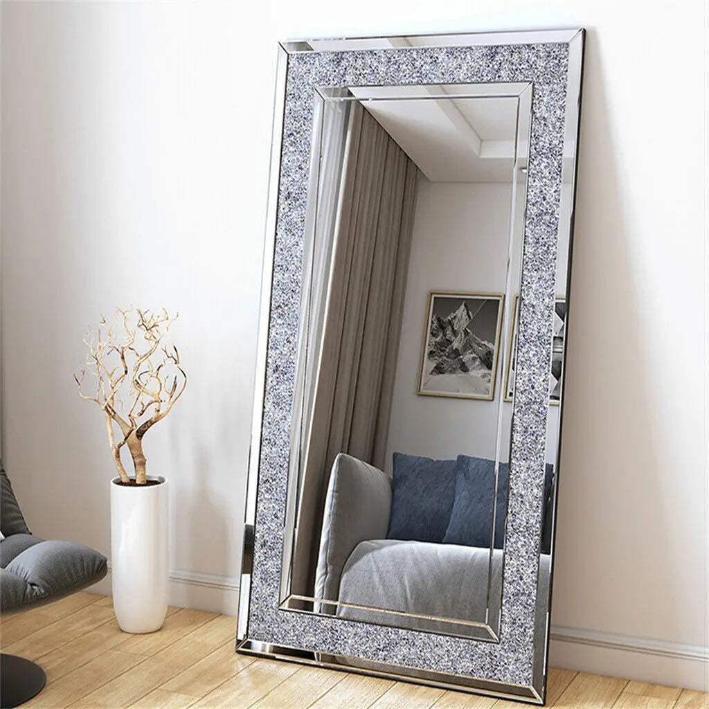 Luxurious Ornate Venetian Paneled Mirror With Diamond CrystalEdge Framed Hallway