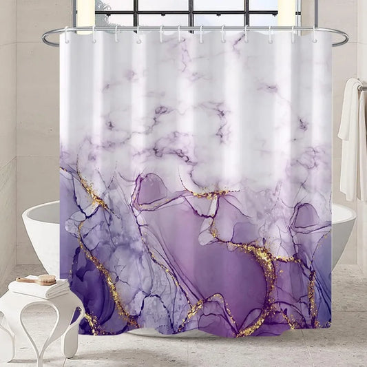 Abstract Marble Shower Curtain Waterproof Polyester For Modern Bathroom