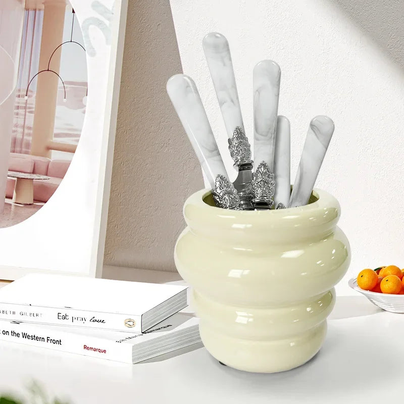 YIJIANDNEW Marble Pattern Handle Stainless Steel Flatware Set