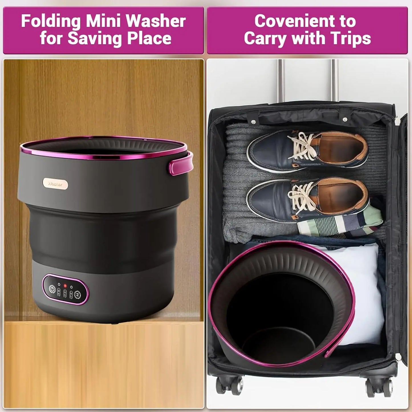 Portable Foldable Mini Washing Machine With Spin Basket Four Modes