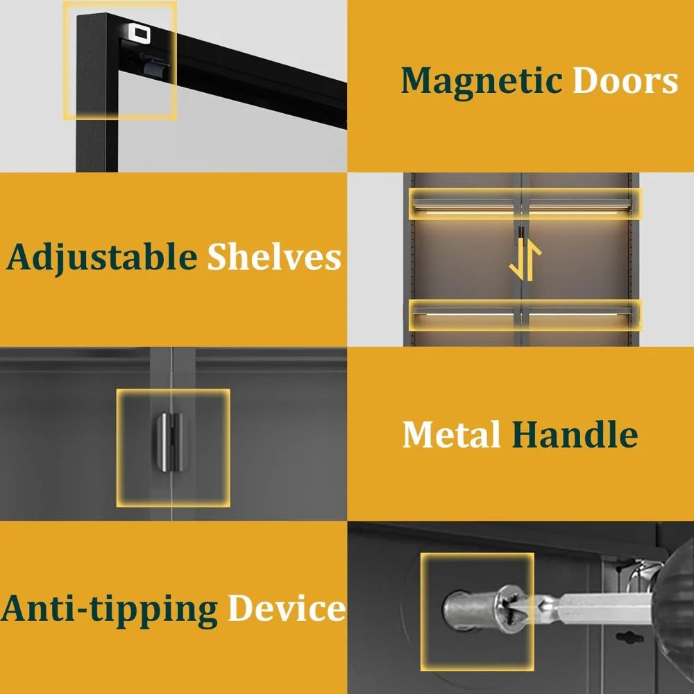LED Lighted Glass Display Cabinet With Adjustable Shelves