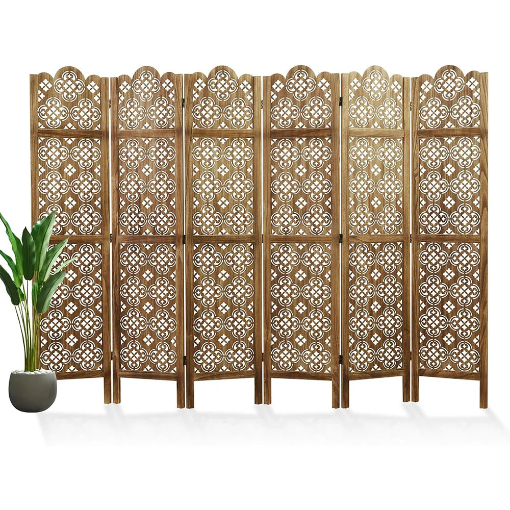 Folding Room Divider Wood Carved Privacy Screens Ideal Decorative Partition for Home Office Restaurant Bedroom
