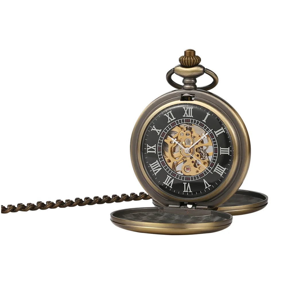 Vintage Mechanical Pocket Watch With Roman Numeral Dial Hand Wind
