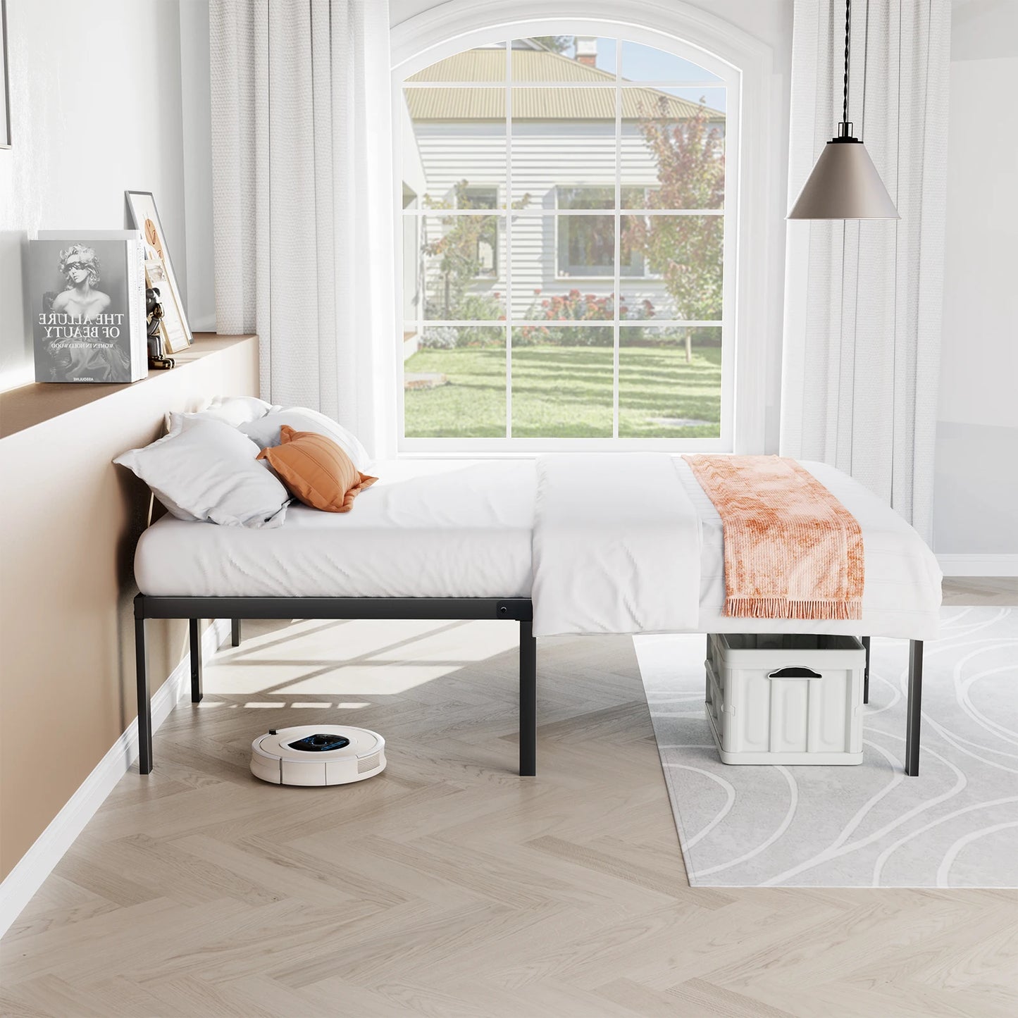 Durable Metal Platform Bed Frame With Sturdy Slat Support