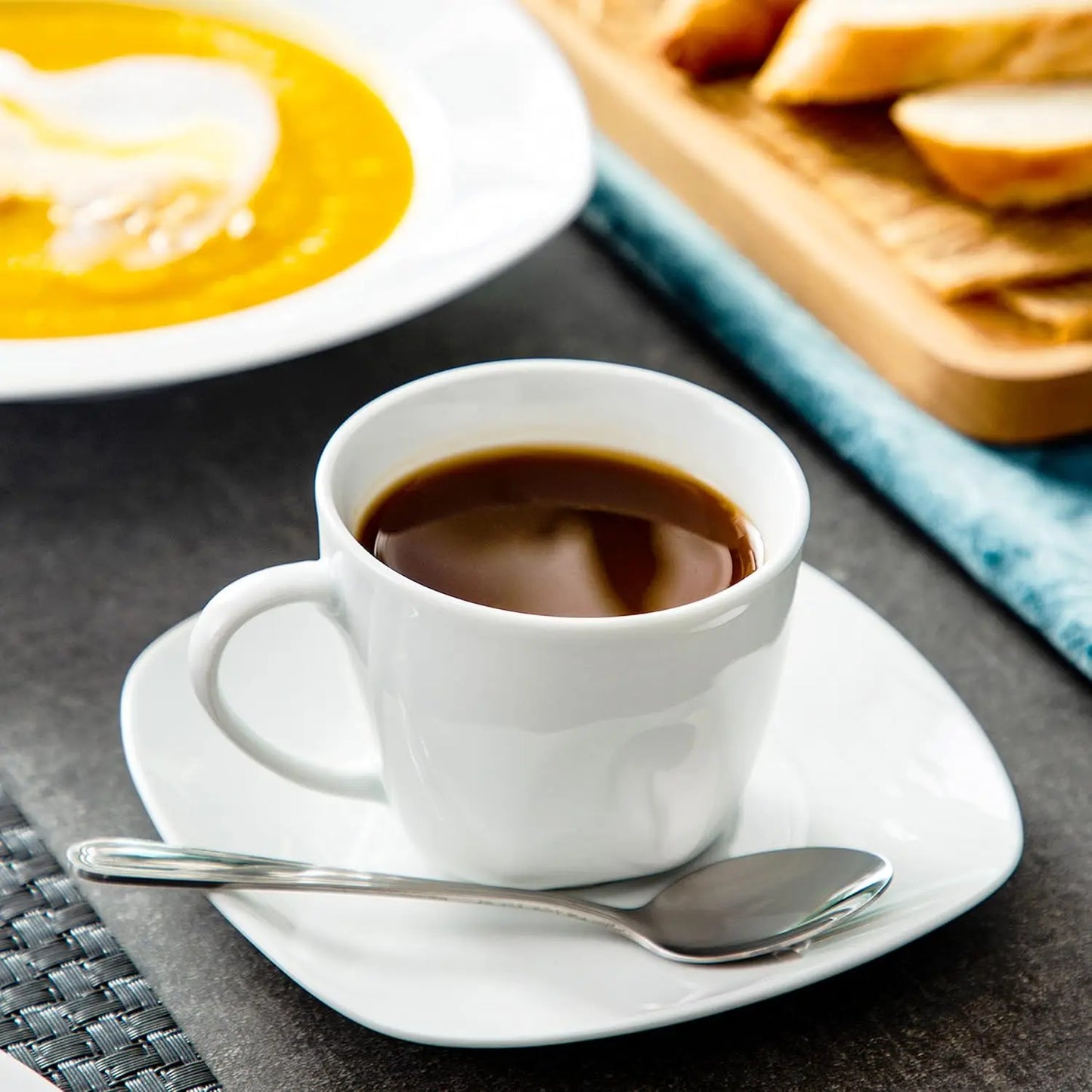 Porcelain Dinnerware Set With Square Ceramic Plates Kit