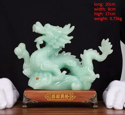 Lucky Animal Jade Dragon Figurine For Home Office Decor