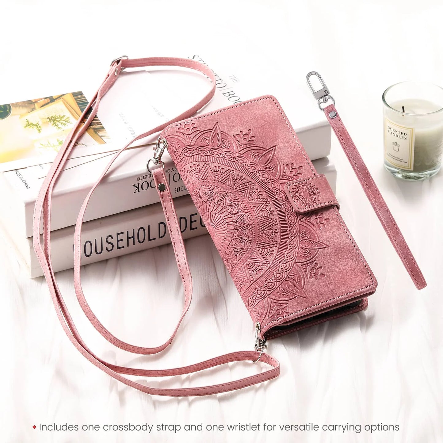 iPhone Wallet Case With Zipper Card Holder And Strap