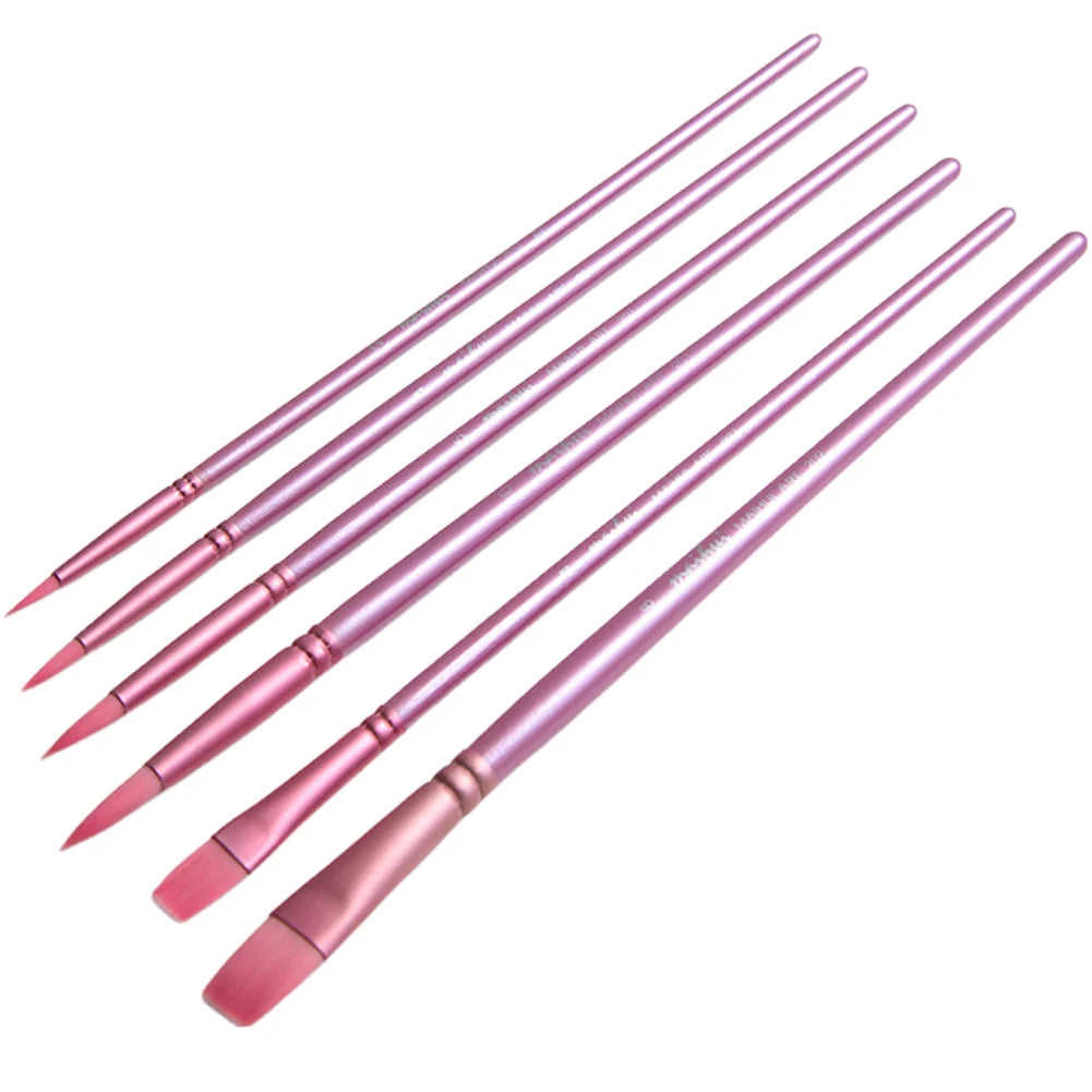 Watercolor Brush Set With Pointed Tip Nylon Hair Wooden Handles