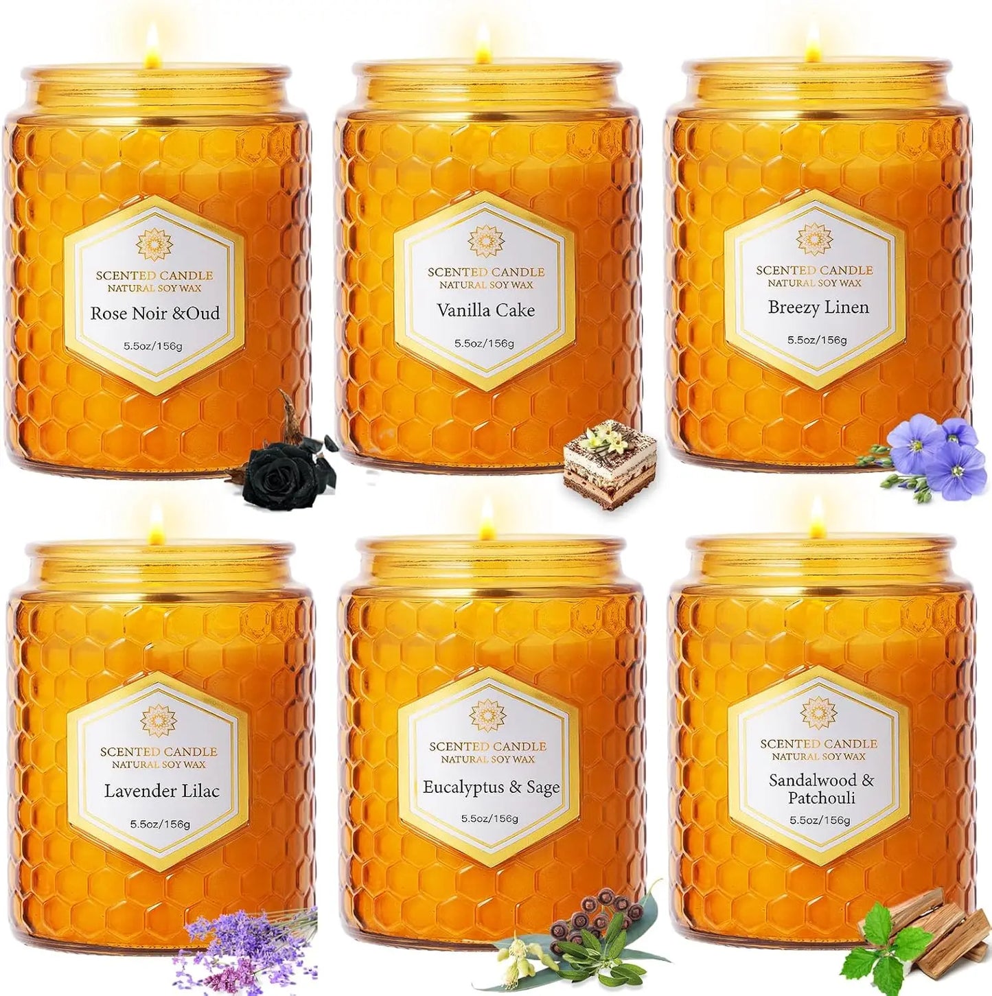 Natural Soy Wax Aromatherapy Candles Gift Set for Relaxation