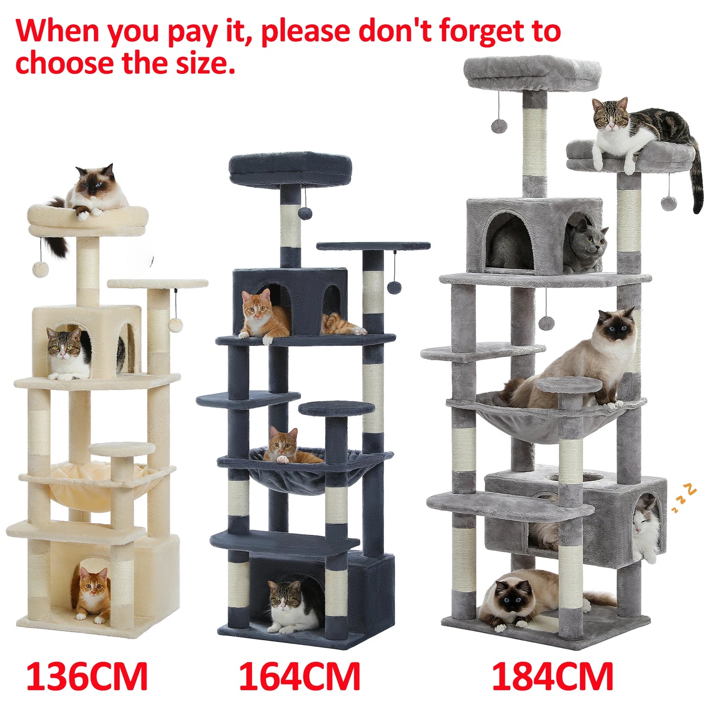 Cat Tree Tower Indoor Cats Sisal Posts Hammock Perches