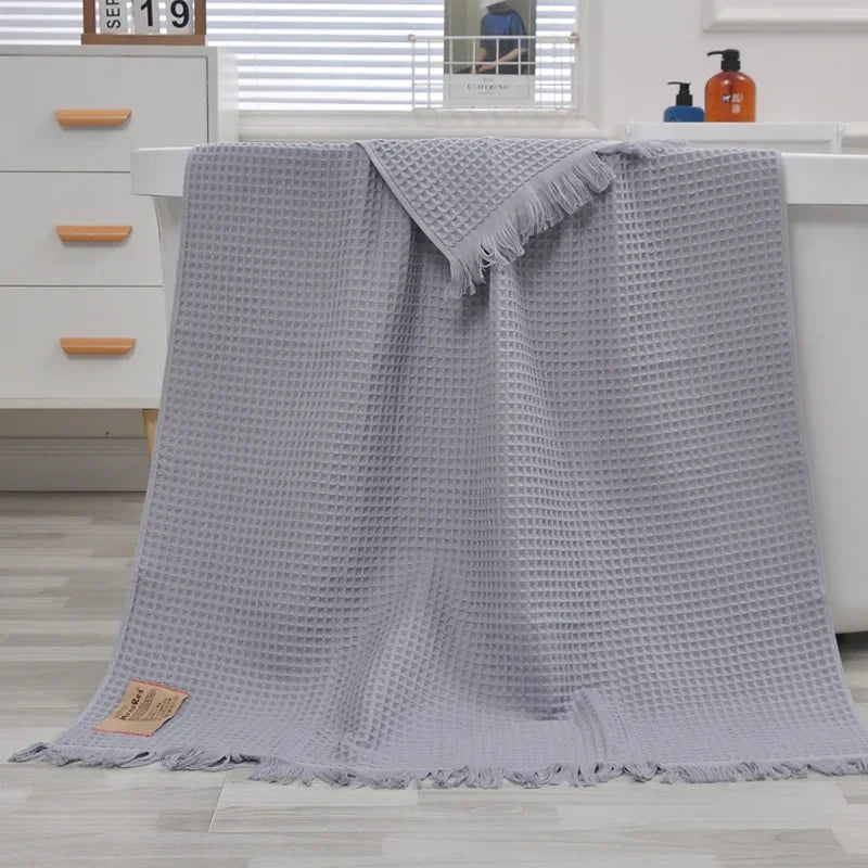 Organic Cotton Waffle Bath Towels For Adults And Guests