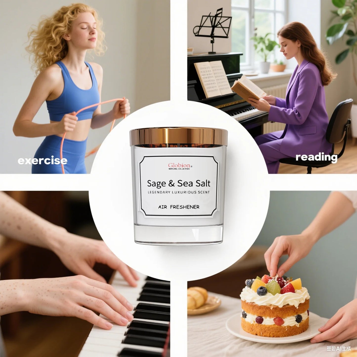 Sage and Sea Salt Aromatherapy Candle Glass Jar With Lid