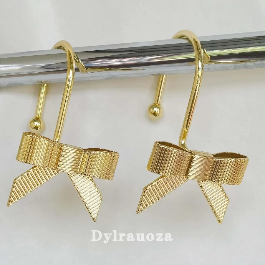 Bow Shower Curtain Hooks Rustproof Durable Metal Bathroom Decor Set