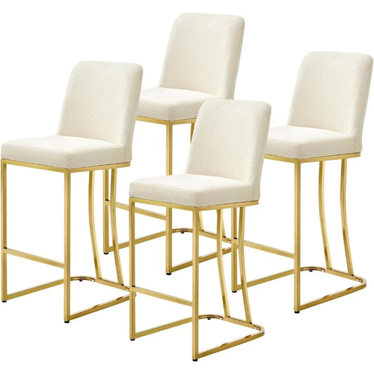 Bar Stools Set 4 Leather With Metal Frame Kitchen Modern