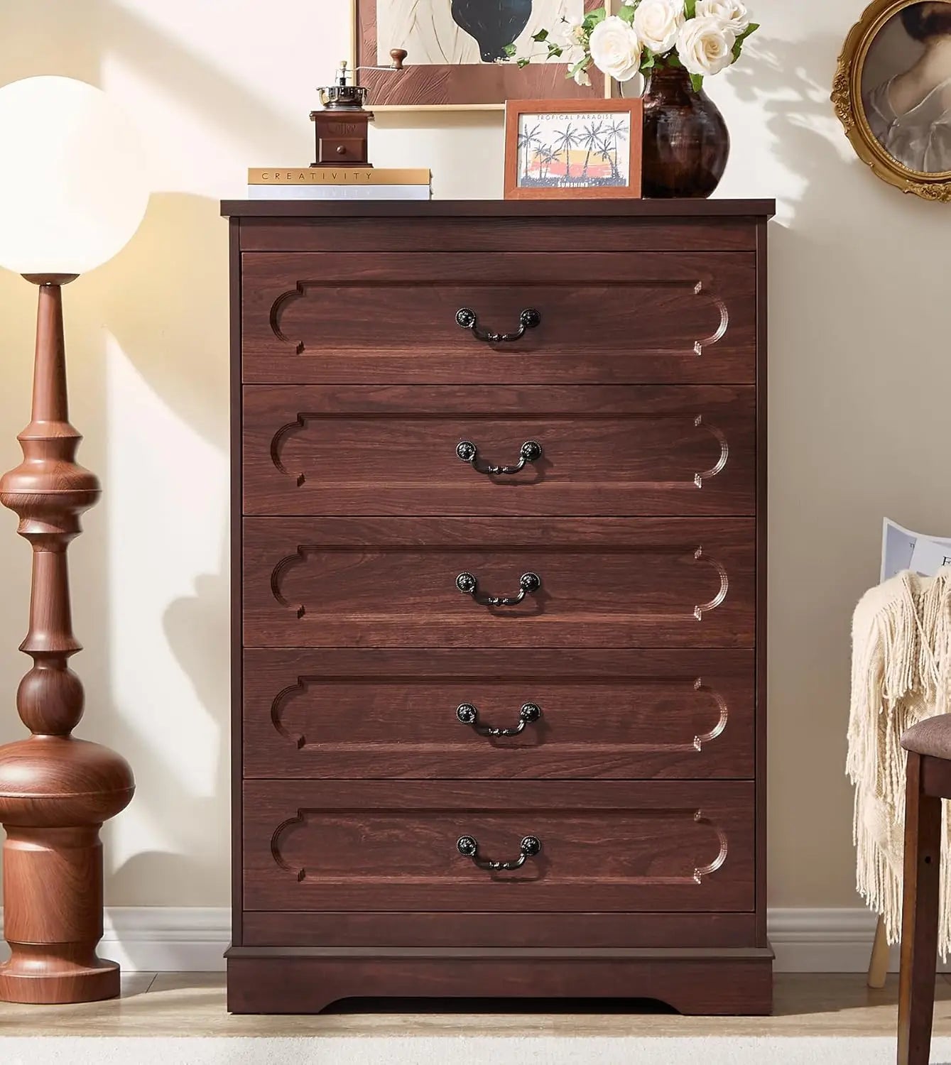 Rustic Farmhouse Dresser for Bedroom with Wide Drawers