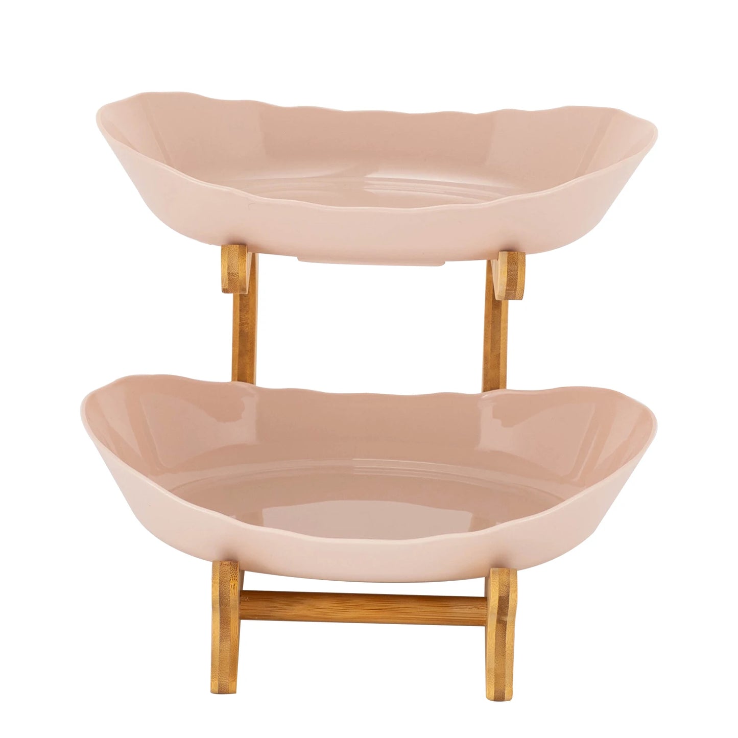 Two Tier Bamboo Fruit Bowl Stand For Fresh Kitchen Display