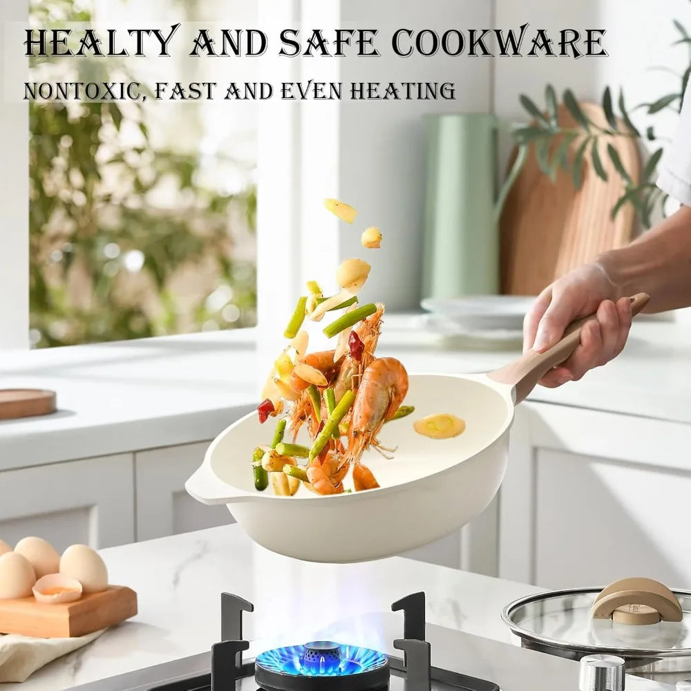 HighPerf GraniteNonstick InductionCompatible NonstickCookware PotsAndPansSet ForEnhanced CookingExperience PFASFree