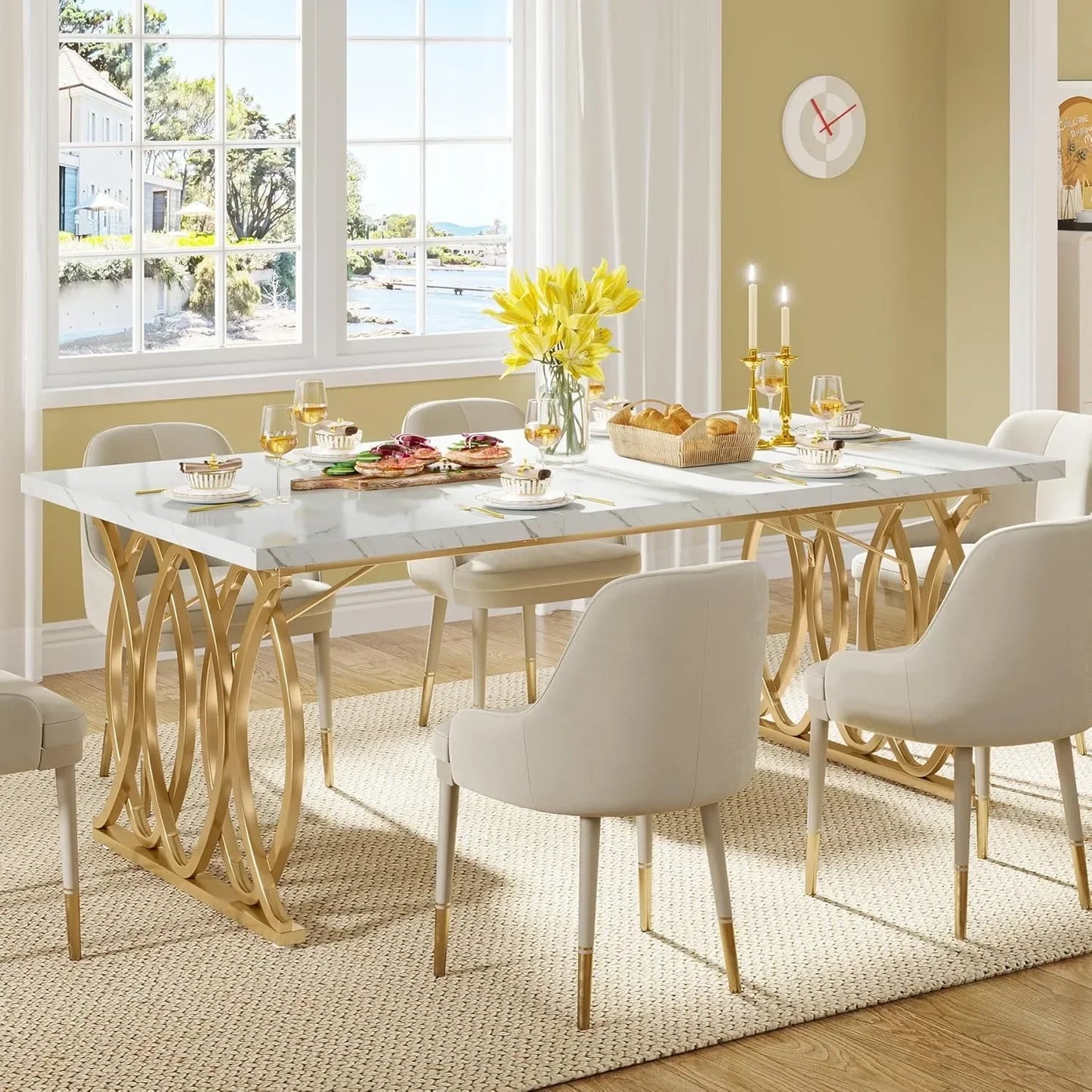 Modern Rectangular Dining Table for Kitchen and Dining Room