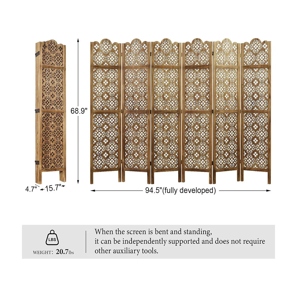 Folding Room Divider Wood Carved Privacy Screens Ideal Decorative Partition for Home Office Restaurant Bedroom