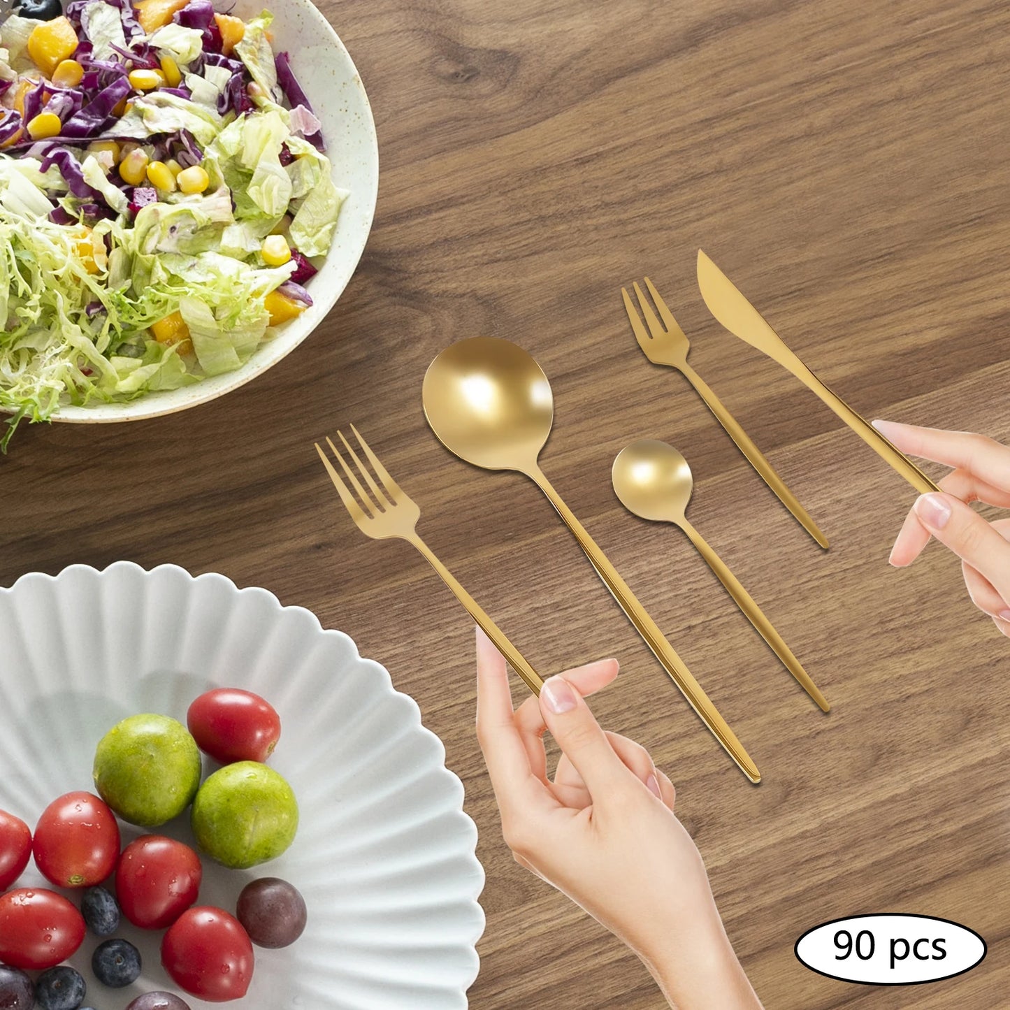 Gold Flatware Set Stainless Steel Utensils for Dining Elegance