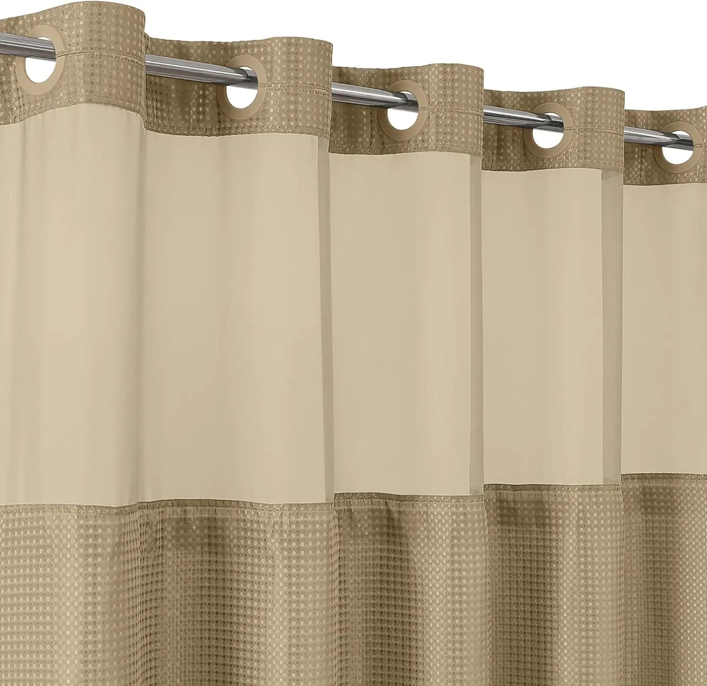 Water Resistant Shower Curtain With Snap In Liner For Bathrooms