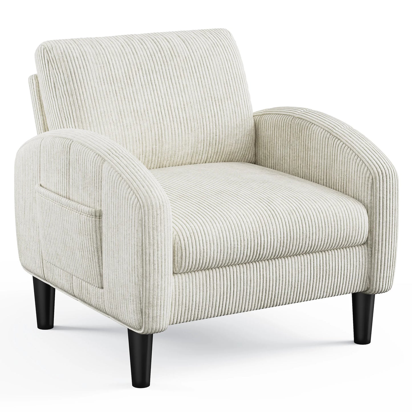EnHomee Modern Armchair With Side Pockets And Metal Frame