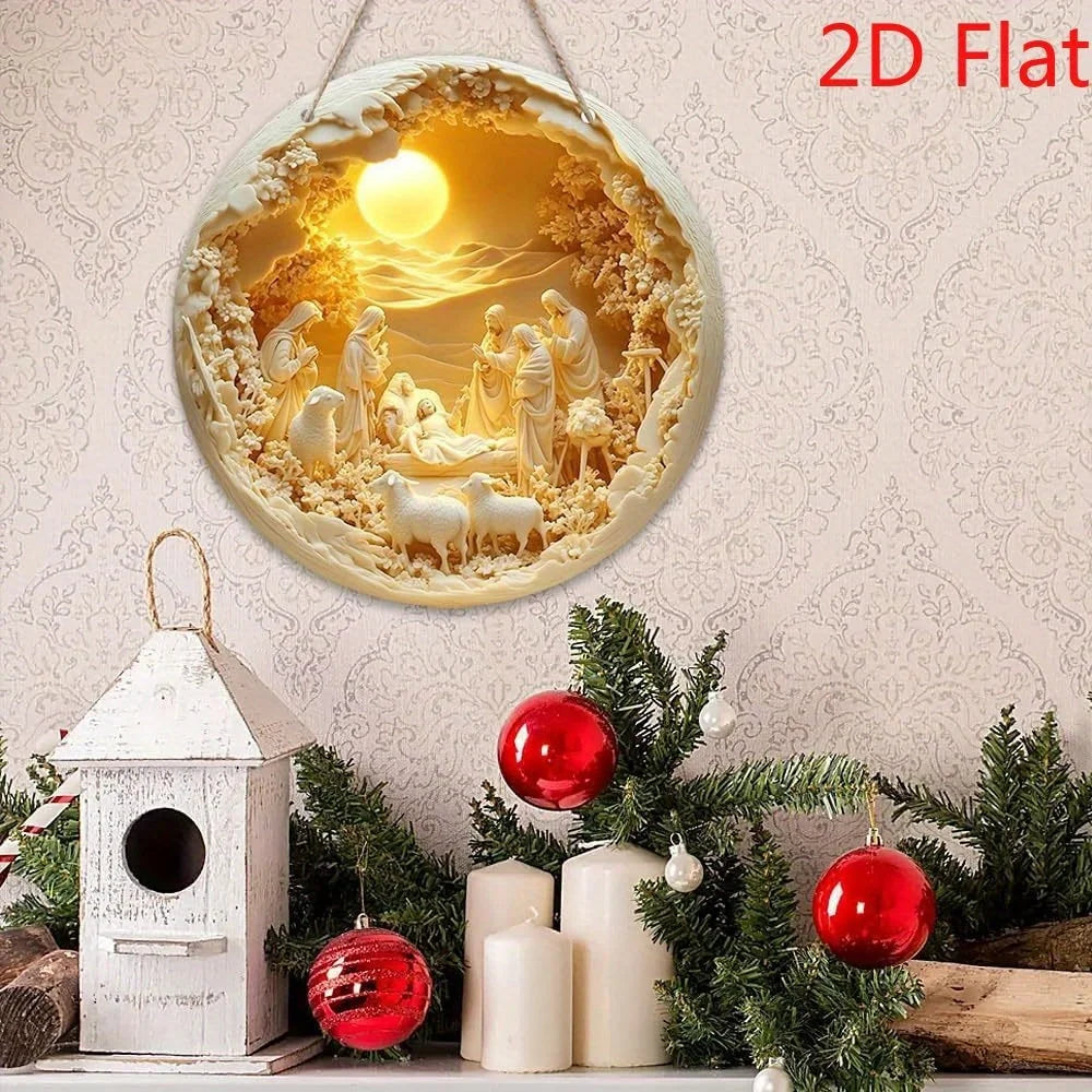 Elegant Handcrafted Bohemian Nativity Wall Hanging With Ornamental Floral Decorative