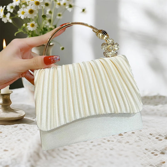 Crystal Embellished Velvet Evening Clutch With Detachable Chain Strap